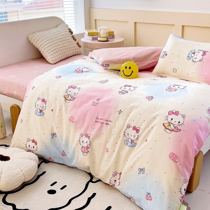 91家纺网 家纺一手货源 找家纺 鱼宝 2025新款全棉幼儿园套件 三件套—童真系列 梦幻猫咪