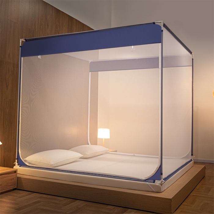 91家纺网 家纺一手货源 找家纺 佳梦家纺 2025新款大方之家纯色坐床蚊帐 蓝色