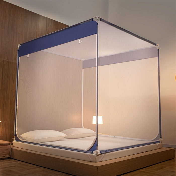 91家纺网 家纺一手货源 找家纺 佳梦家纺 2025新款大方之家纯色坐床蚊帐 蓝色