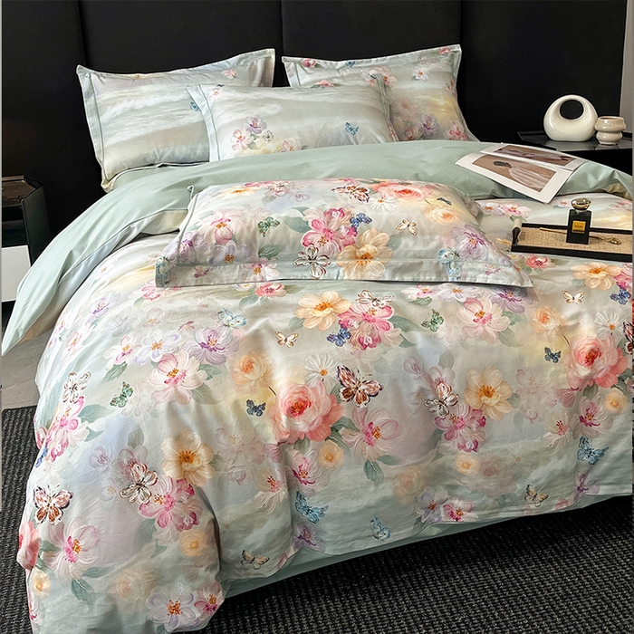 91家纺网 家纺一手货源 找家纺 格里芬 2025全棉加厚磨毛纯棉生态磨毛印花四件套 菲雅-兰