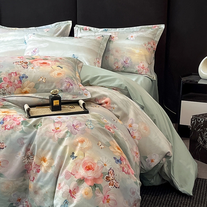 91家纺网 家纺一手货源 找家纺 格里芬 2025全棉加厚磨毛纯棉生态磨毛印花四件套 菲雅-兰