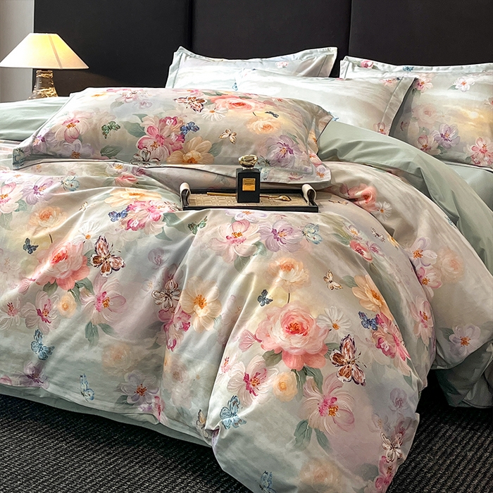 91家纺网 家纺一手货源 找家纺 格里芬 2025全棉加厚磨毛纯棉生态磨毛印花四件套 菲雅-兰