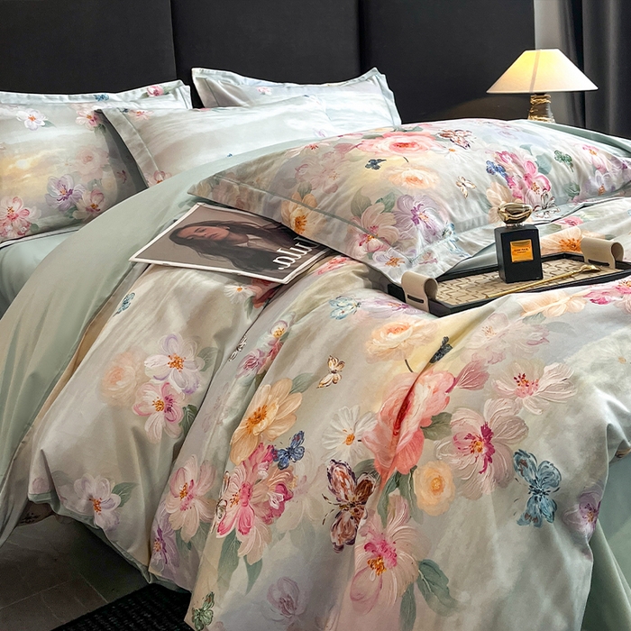 91家纺网 家纺一手货源 找家纺 格里芬 2025全棉加厚磨毛纯棉生态磨毛印花四件套 菲雅-兰