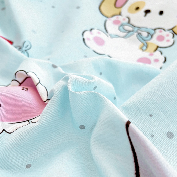 91家纺网 家纺一手货源 找家纺 鱼宝 2025新款全棉幼儿园套件 三件套—童真系列 音乐狗