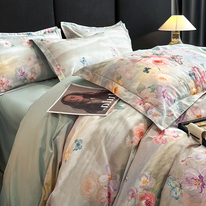 91家纺网 家纺一手货源 找家纺 格里芬 2025全棉加厚磨毛纯棉生态磨毛印花四件套 菲雅-兰