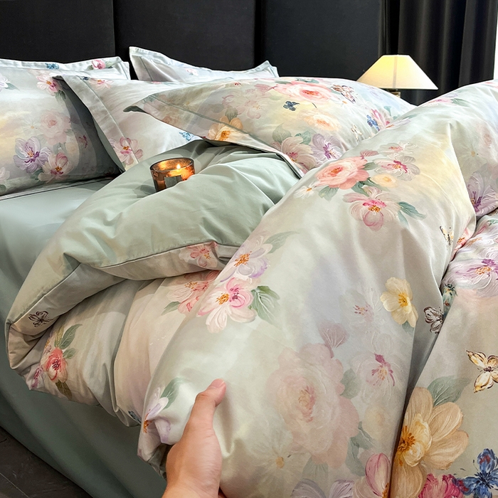 91家纺网 家纺一手货源 找家纺 格里芬 2025全棉加厚磨毛纯棉生态磨毛印花四件套 菲雅-兰