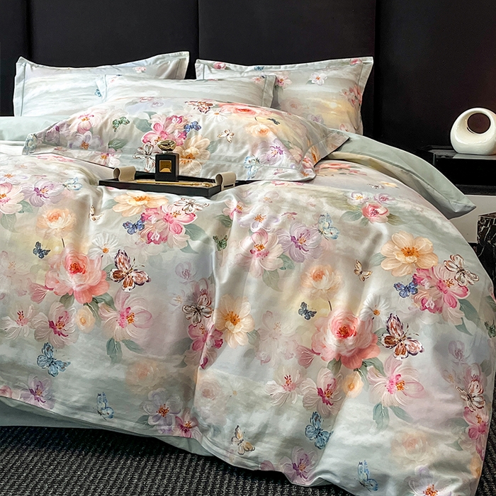 91家纺网 家纺一手货源 找家纺 格里芬 2025全棉加厚磨毛纯棉生态磨毛印花四件套 菲雅-兰