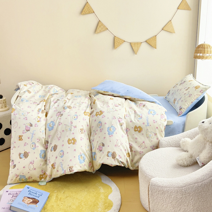 91家纺网 家纺一手货源 找家纺 鱼宝 2025新款全棉幼儿园套件 三件套—童真系列 狗狗家族