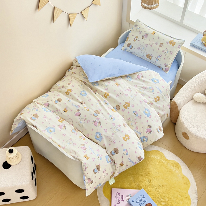 91家纺网 家纺一手货源 找家纺 鱼宝 2025新款全棉幼儿园套件 三件套—童真系列 狗狗家族