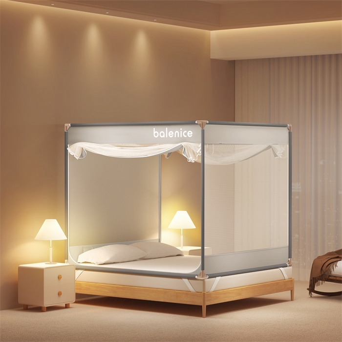 91家纺网 家纺一手货源 找家纺 佳梦家纺 2025新款光年系列坐床蚊帐 光年灰