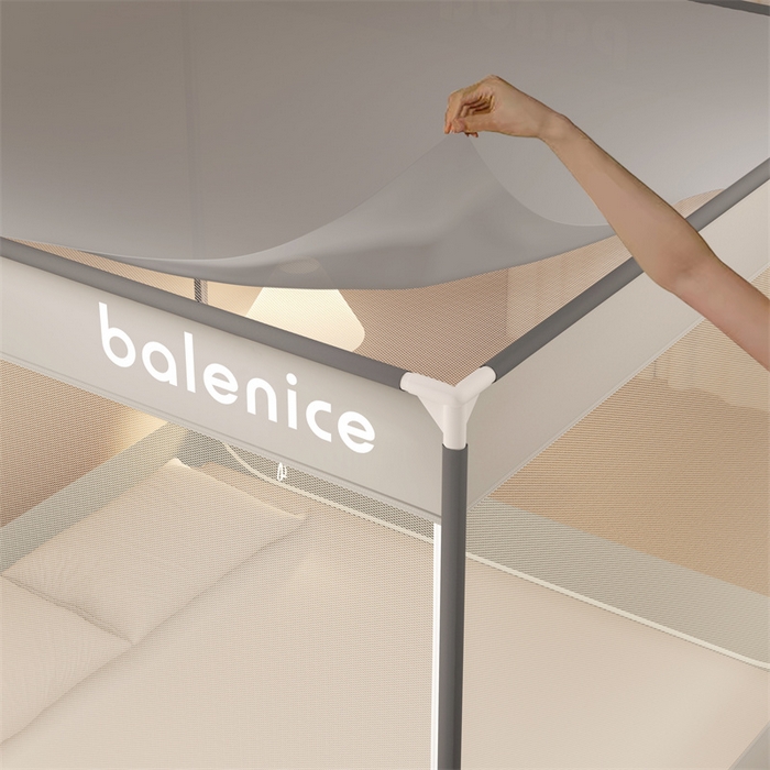 91家纺网 家纺一手货源 找家纺 佳梦家纺 2025新款光年系列坐床蚊帐 光年灰