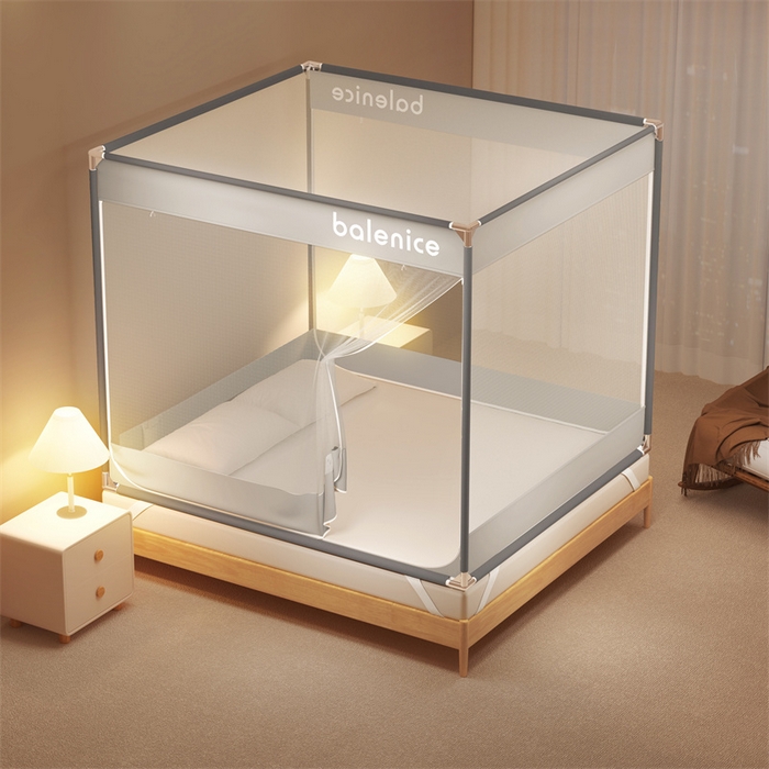 91家纺网 家纺一手货源 找家纺 佳梦家纺 2025新款光年系列坐床蚊帐 光年灰