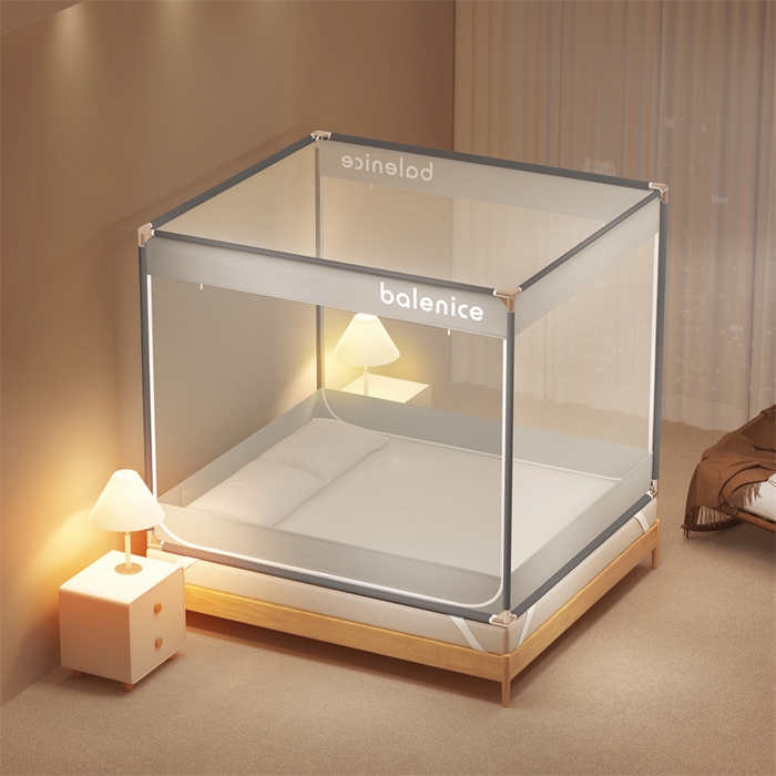 91家纺网 家纺一手货源 找家纺 佳梦家纺 2025新款光年系列坐床蚊帐 光年灰