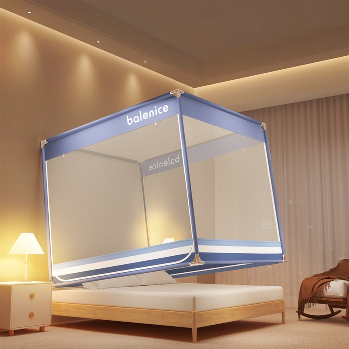 91家纺网 家纺一手货源 找家纺 佳梦家纺 2025新款光年系列坐床蚊帐 光年蓝