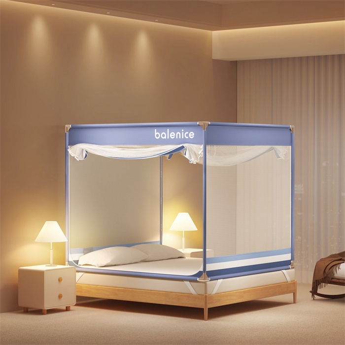 91家纺网 家纺一手货源 找家纺 佳梦家纺 2025新款光年系列坐床蚊帐 光年蓝