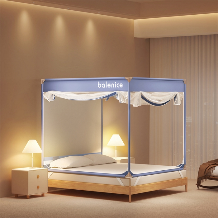 91家纺网 家纺一手货源 找家纺 佳梦家纺 2025新款光年系列坐床蚊帐 光年蓝