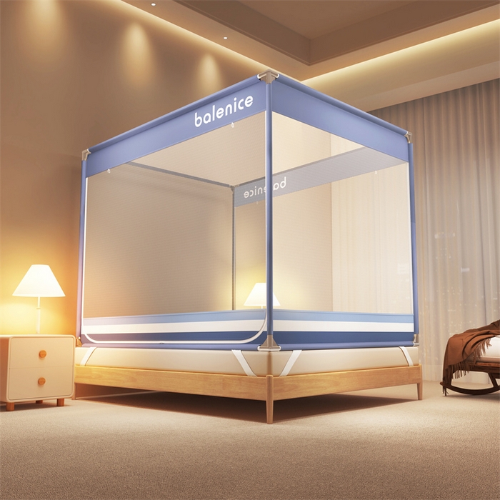 91家纺网 家纺一手货源 找家纺 佳梦家纺 2025新款光年系列坐床蚊帐 光年蓝