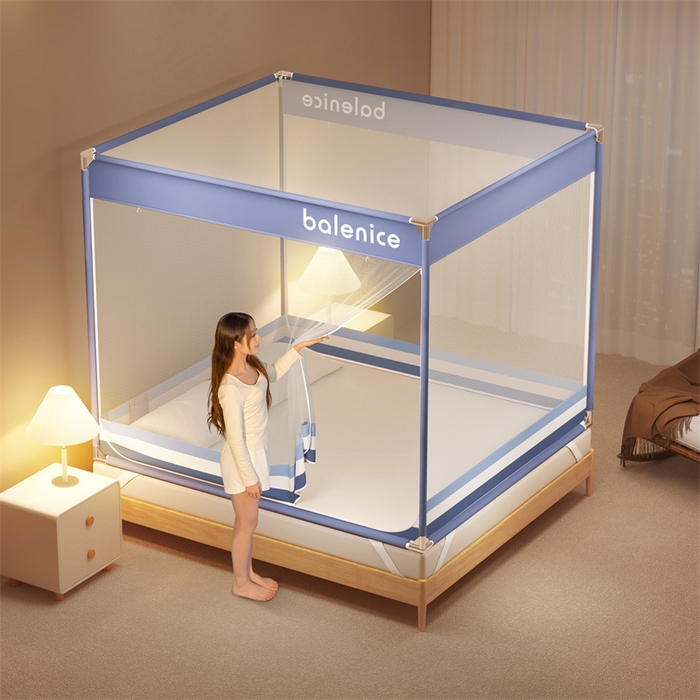 91家纺网 家纺一手货源 找家纺 佳梦家纺 2025新款光年系列坐床蚊帐 光年蓝