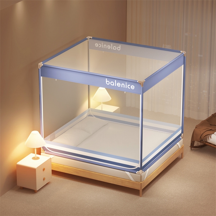 91家纺网 家纺一手货源 找家纺 佳梦家纺 2025新款光年系列坐床蚊帐 光年蓝