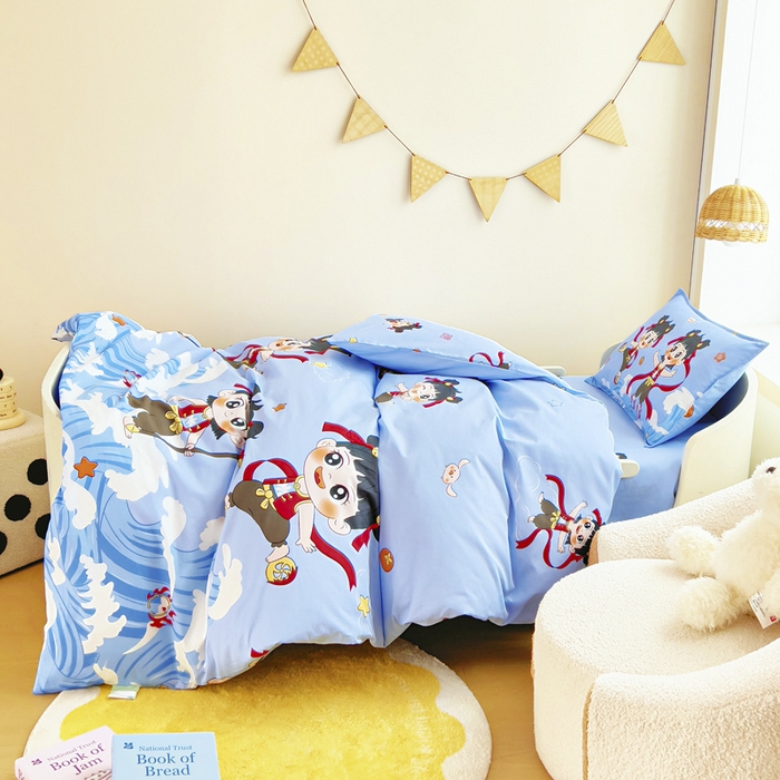 91家纺网 家纺一手货源 找家纺 鱼宝 2025新款全棉幼儿园套件 三件套—童真系列 哪吒闹海