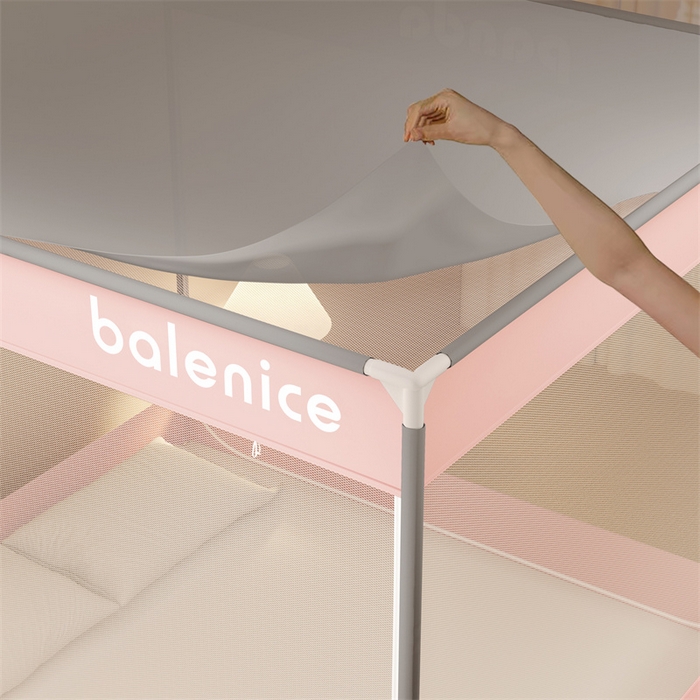 91家纺网 家纺一手货源 找家纺 佳梦家纺 2025新款光年系列坐床蚊帐 光年粉