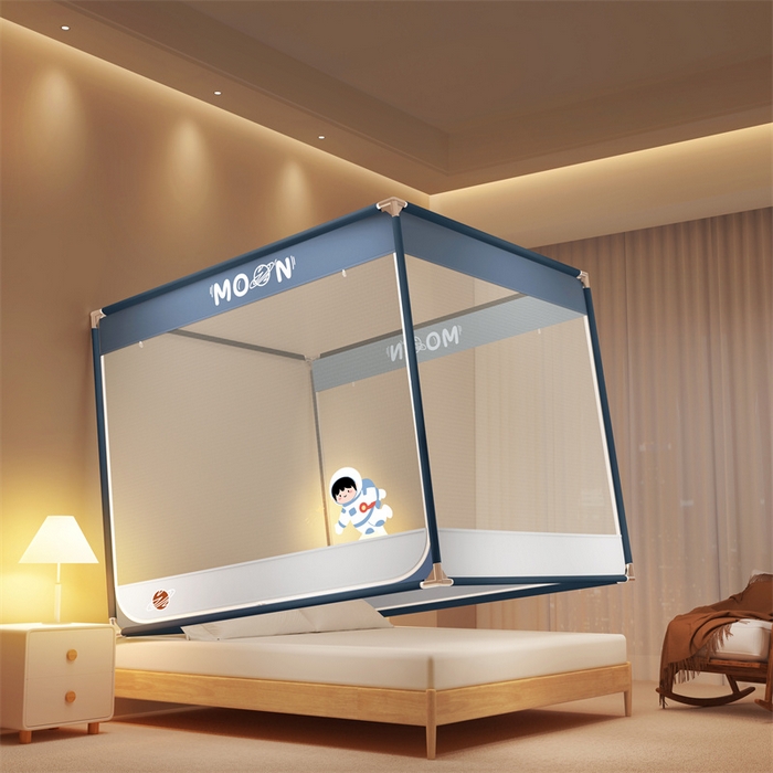 91家纺网 家纺一手货源 找家纺 佳梦家纺 2025新款柠檬烫画坐床蚊帐 遨游星际