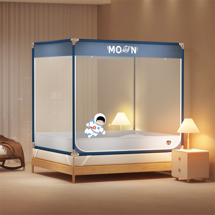 91家纺网 家纺一手货源 找家纺 佳梦家纺 2025新款柠檬烫画坐床蚊帐 遨游星际