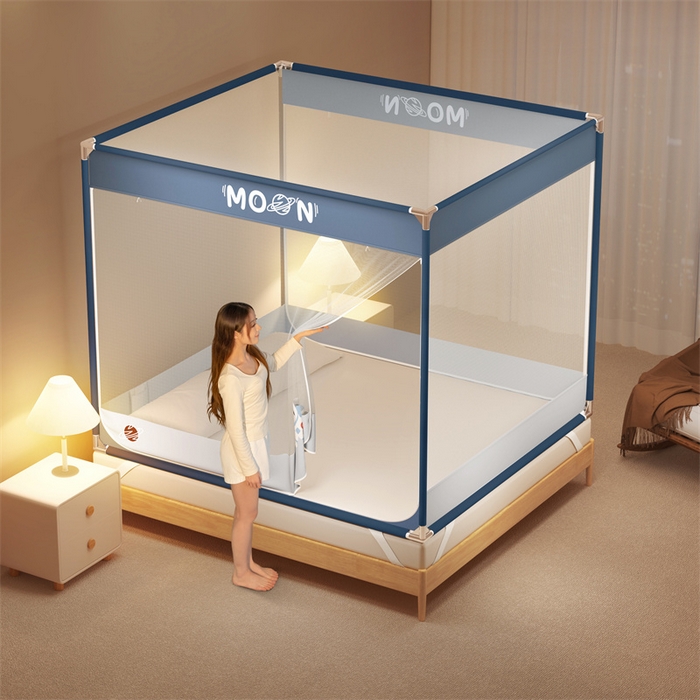 91家纺网 家纺一手货源 找家纺 佳梦家纺 2025新款柠檬烫画坐床蚊帐 遨游星际