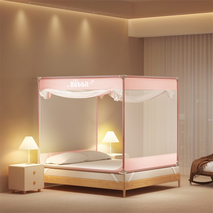 91家纺网 家纺一手货源 找家纺 佳梦家纺 2025新款柠檬烫画坐床蚊帐 萌小雅