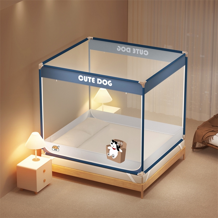 91家纺网 家纺一手货源 找家纺 佳梦家纺 2025新款柠檬烫画坐床蚊帐 墨镜宝子