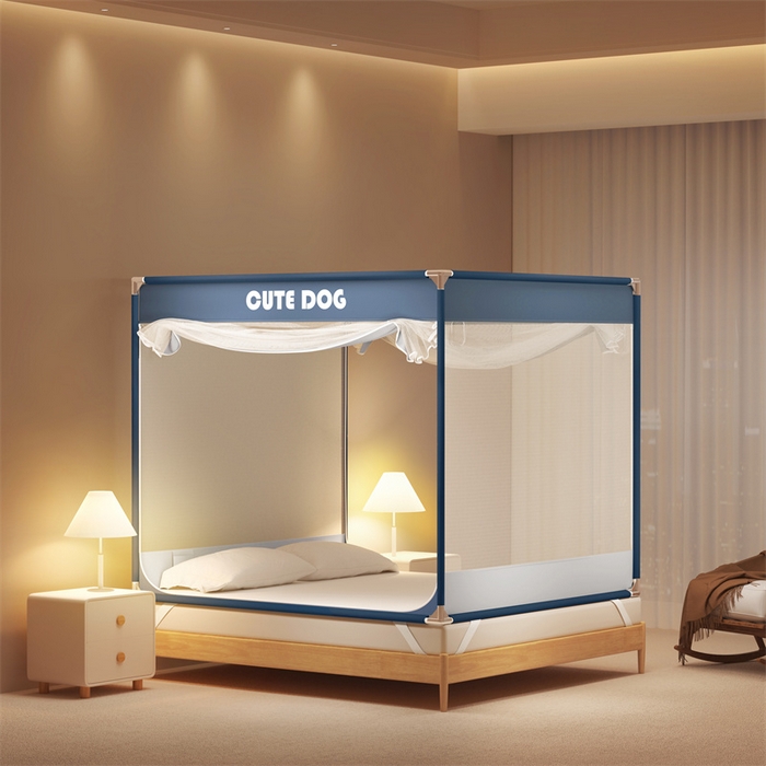 91家纺网 家纺一手货源 找家纺 佳梦家纺 2025新款柠檬烫画坐床蚊帐 墨镜宝子