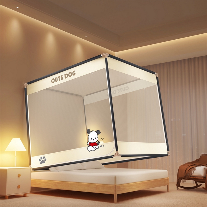 91家纺网 家纺一手货源 找家纺 佳梦家纺 2025新款柠檬烫画坐床蚊帐 洛可可