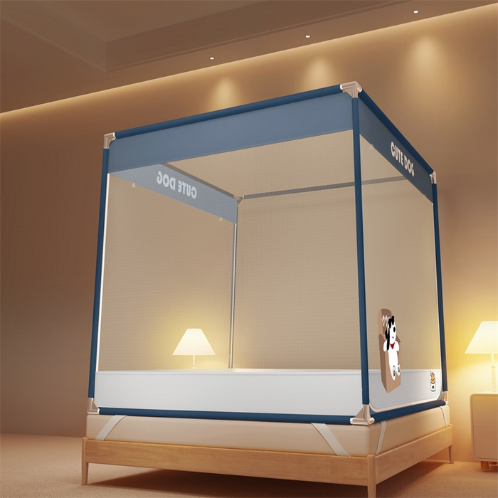 91家纺网 家纺一手货源 找家纺 佳梦家纺 2025新款柠檬烫画坐床蚊帐 墨镜宝子