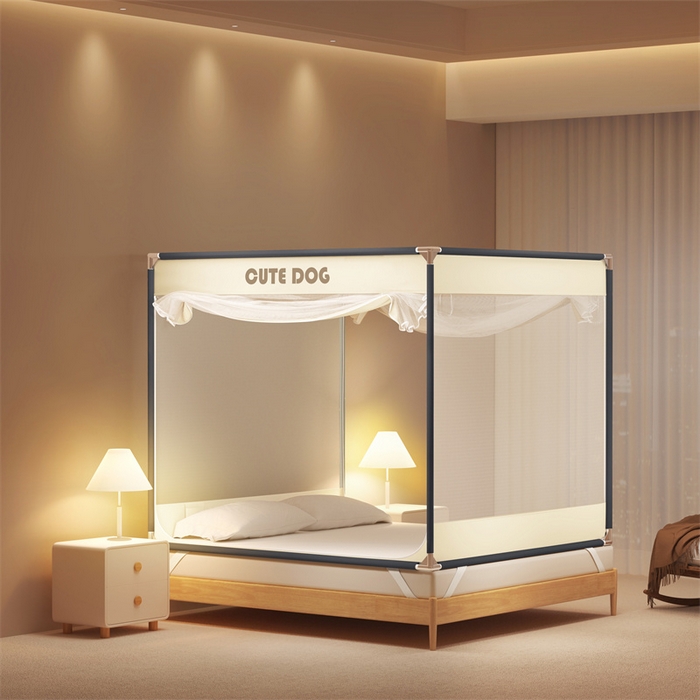 91家纺网 家纺一手货源 找家纺 佳梦家纺 2025新款柠檬烫画坐床蚊帐 洛可可