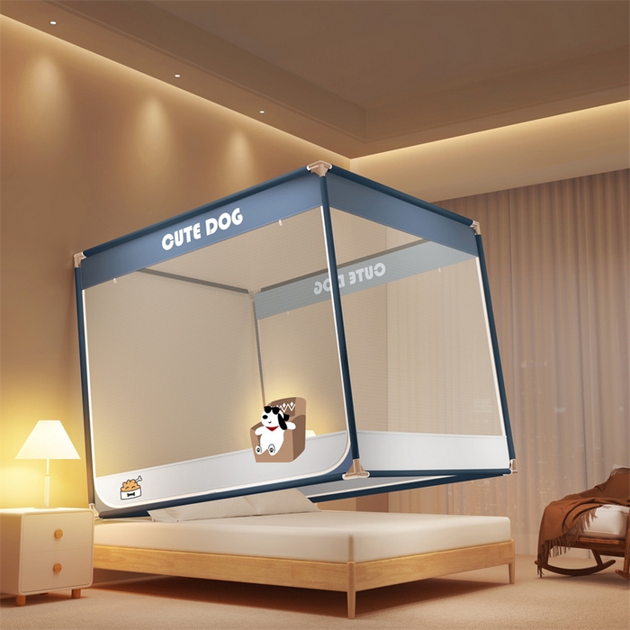 91家纺网 家纺一手货源 找家纺 佳梦家纺 2025新款柠檬烫画坐床蚊帐 墨镜宝子