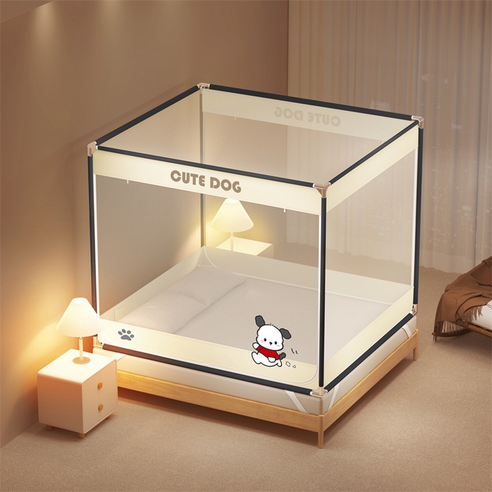 91家纺网 家纺一手货源 找家纺 佳梦家纺 2025新款柠檬烫画坐床蚊帐 洛可可