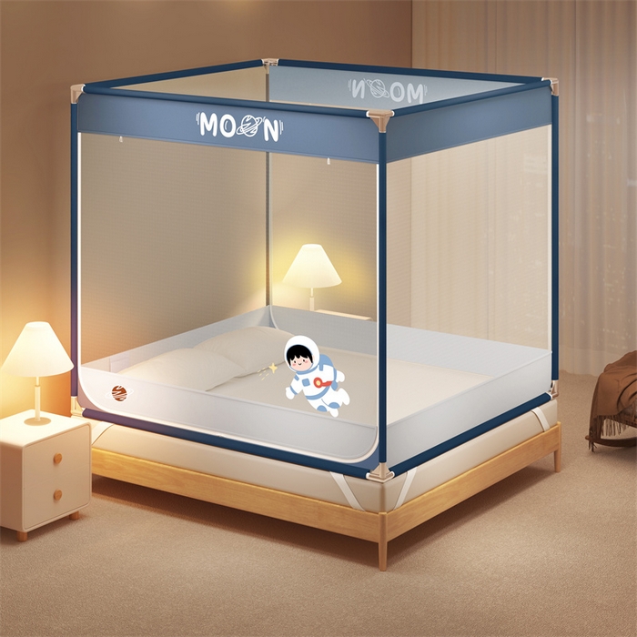 91家纺网 家纺一手货源 找家纺 佳梦家纺 2025新款柠檬烫画坐床蚊帐 遨游星际