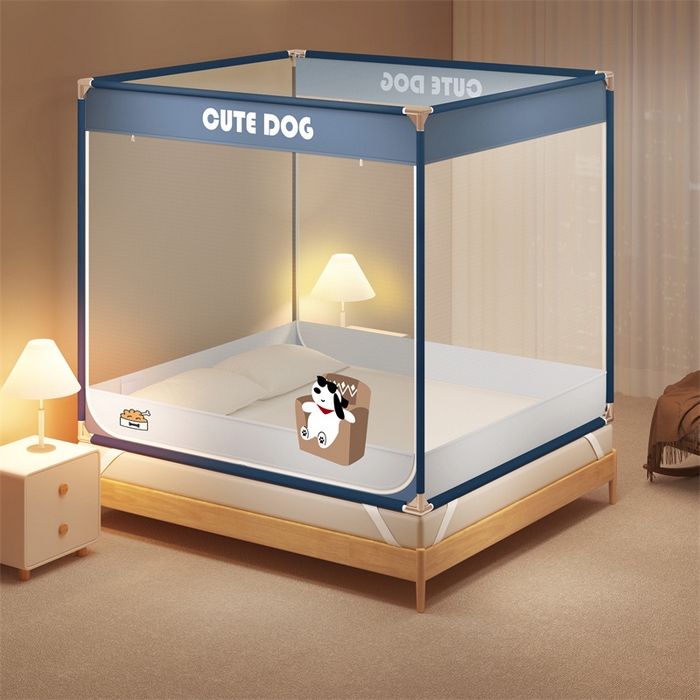 91家纺网 家纺一手货源 找家纺 佳梦家纺 2025新款柠檬烫画坐床蚊帐 墨镜宝子