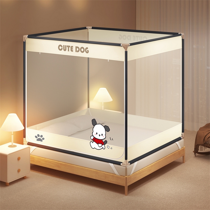 91家纺网 家纺一手货源 找家纺 佳梦家纺 2025新款柠檬烫画坐床蚊帐 洛可可