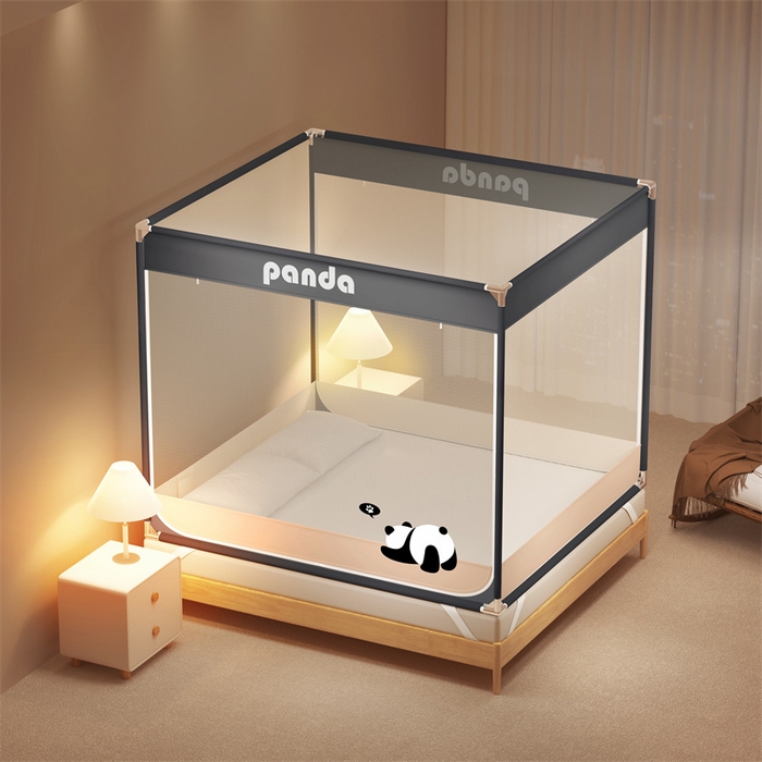 91家纺网 家纺一手货源 找家纺 佳梦家纺 2025新款柠檬烫画坐床蚊帐 福宝趴趴