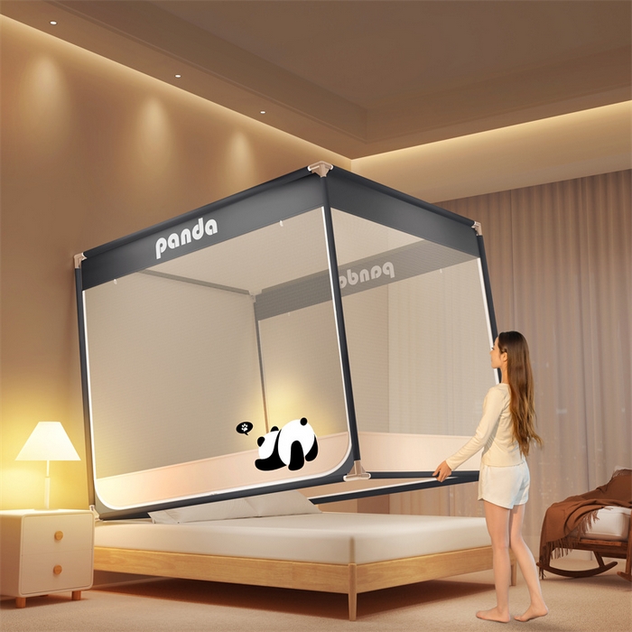 91家纺网 家纺一手货源 找家纺 佳梦家纺 2025新款柠檬烫画坐床蚊帐 福宝趴趴