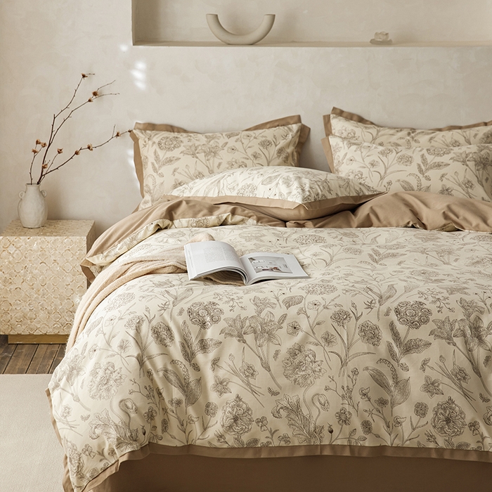 91家纺网 家纺一手货源 找家纺 （总）千朵森 2025新款全棉高定印花磨毛拼角四件套-风格一