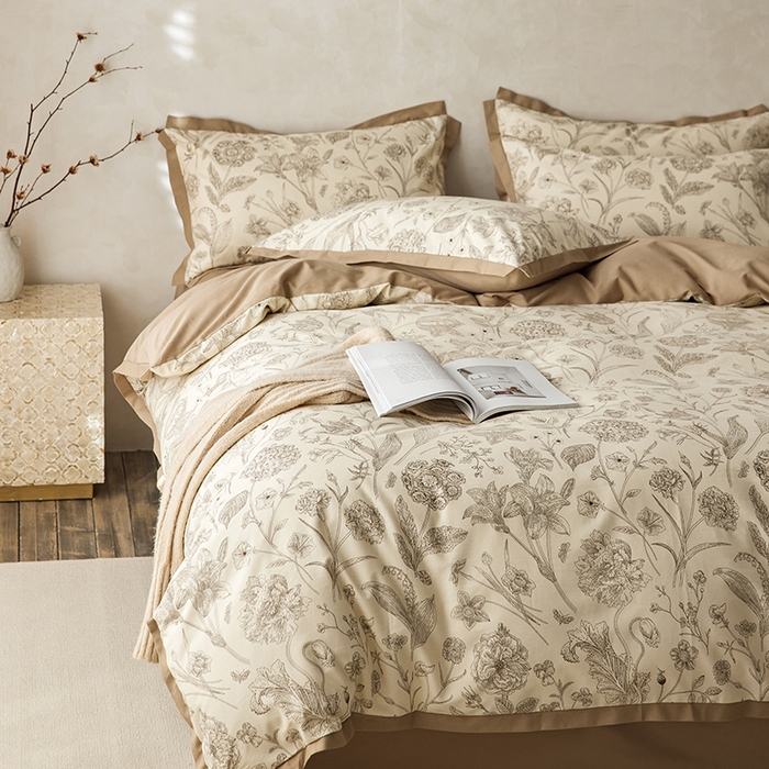 91家纺网 家纺一手货源 找家纺 （总）千朵森 2025新款全棉高定印花磨毛拼角四件套-风格一