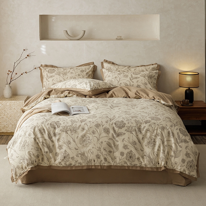 （总）千朵森 2025新款全棉高定印花磨毛拼角四件套-风格一