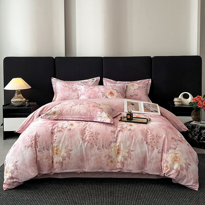 格里芬 2025全棉加厚磨毛纯棉生态磨毛印花四件套 花涧-粉