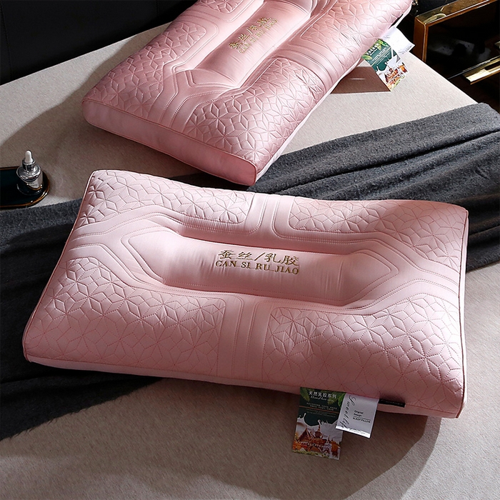 91家纺网 家纺一手货源 找家纺 永乐枕芯 2025新款莫代尔乳胶枕芯 蚕丝乳胶枕 枕头枕芯 少女粉 48x74cm/只