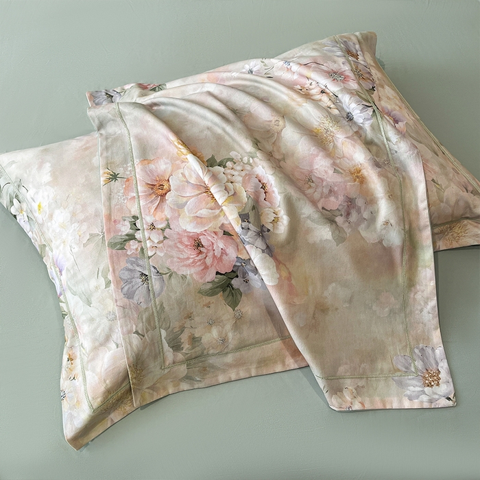 91家纺网 家纺一手货源 找家纺 格里芬 2025全棉加厚磨毛纯棉生态磨毛印花四件套 花漫漫-绿