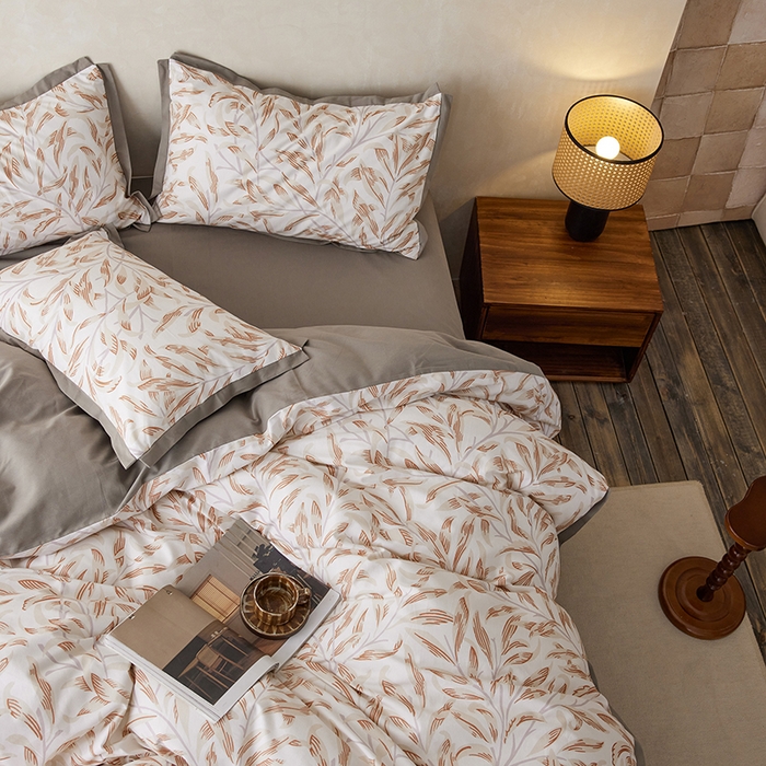 91家纺网 家纺一手货源 找家纺 千朵森 2025新款全棉高定印花磨毛拼角四件套-风格一 雅韵