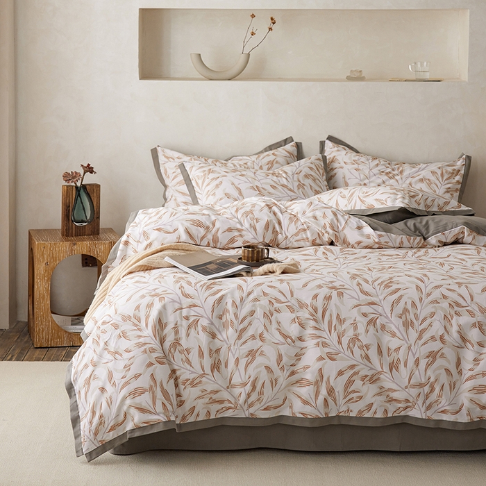 91家纺网 家纺一手货源 找家纺 千朵森 2025新款全棉高定印花磨毛拼角四件套-风格一 雅韵