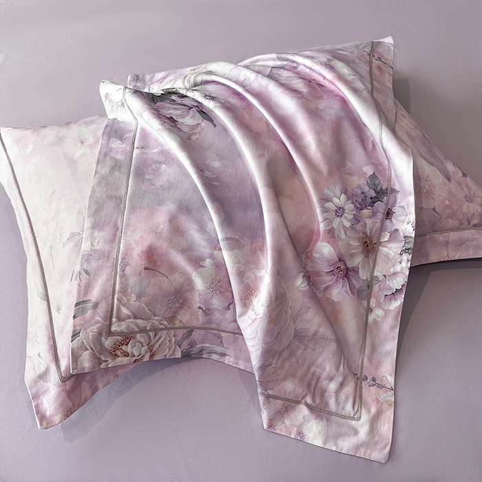 91家纺网 家纺一手货源 找家纺 格里芬 2025全棉加厚磨毛纯棉生态磨毛印花四件套 花漫漫-紫